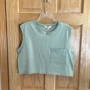 Chelsea & Violet - Sage Green Sleeveless Crop Top - Large